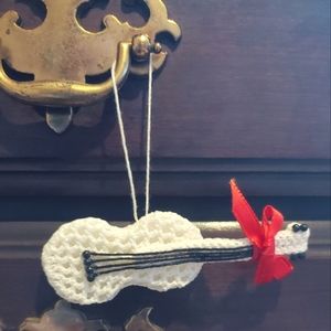 ⭐LAST DAY⭐ Vintage Crochet Starched Violin Christmas Ornament